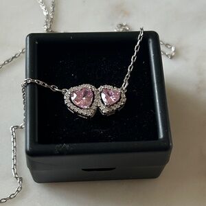 Pink CZ Heart Necklace